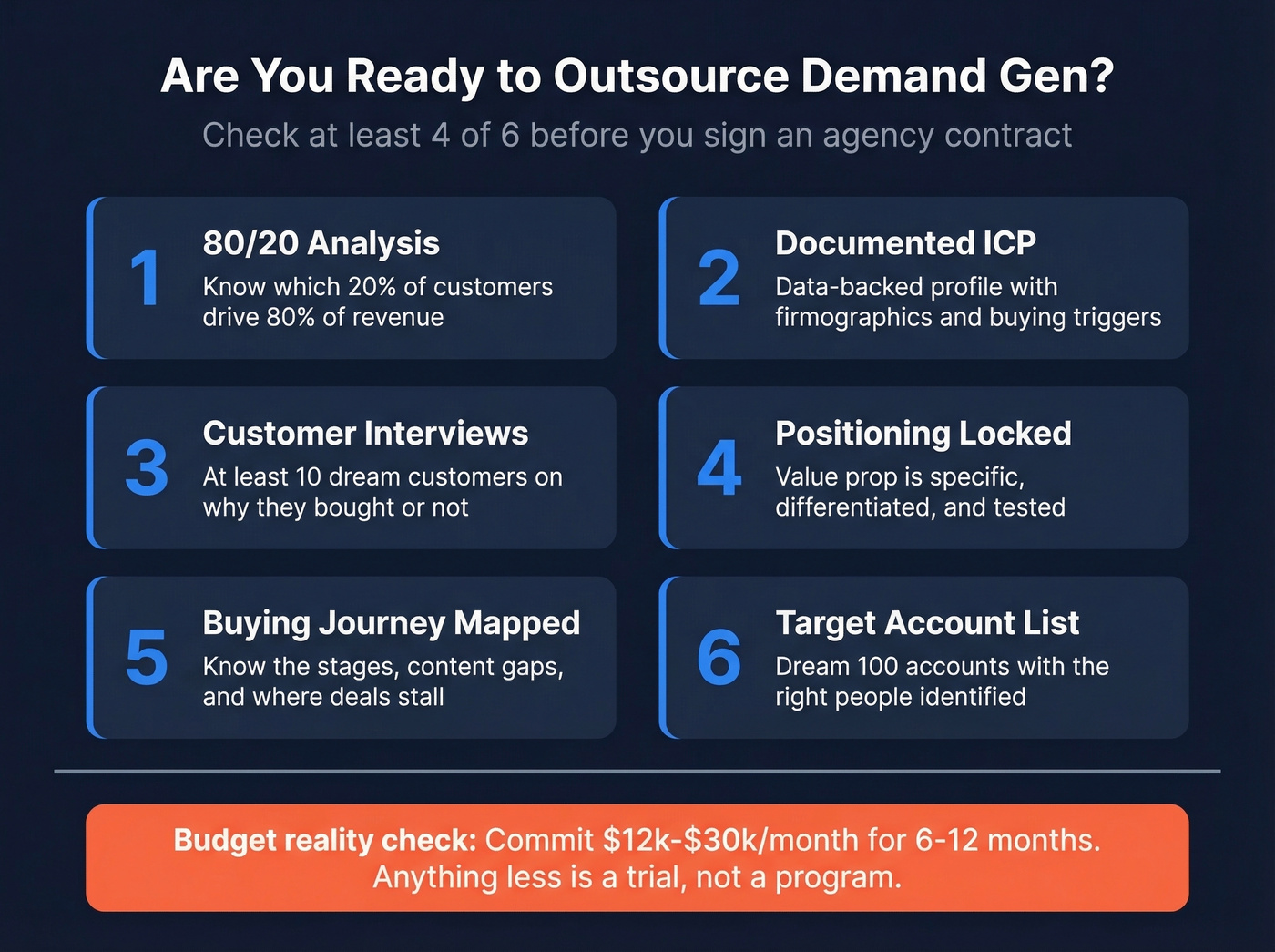 Readiness checklist for outsourcing demand generation