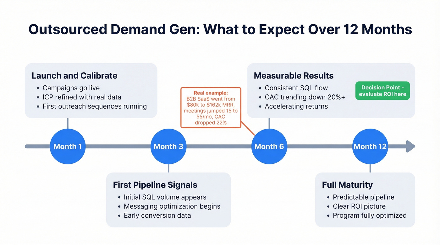 Demand generation outsourcing timeline from launch to maturity