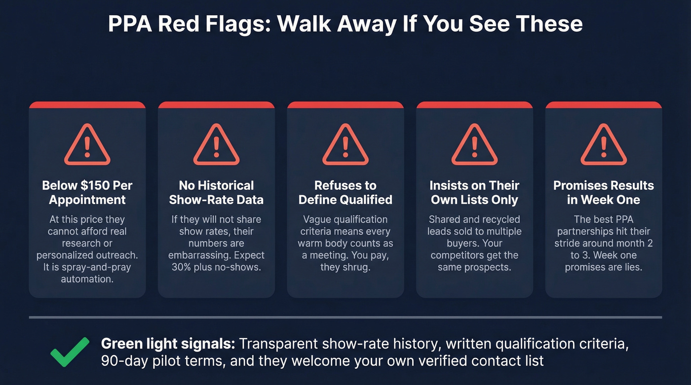 Red flags warning card for PPA vendor evaluation