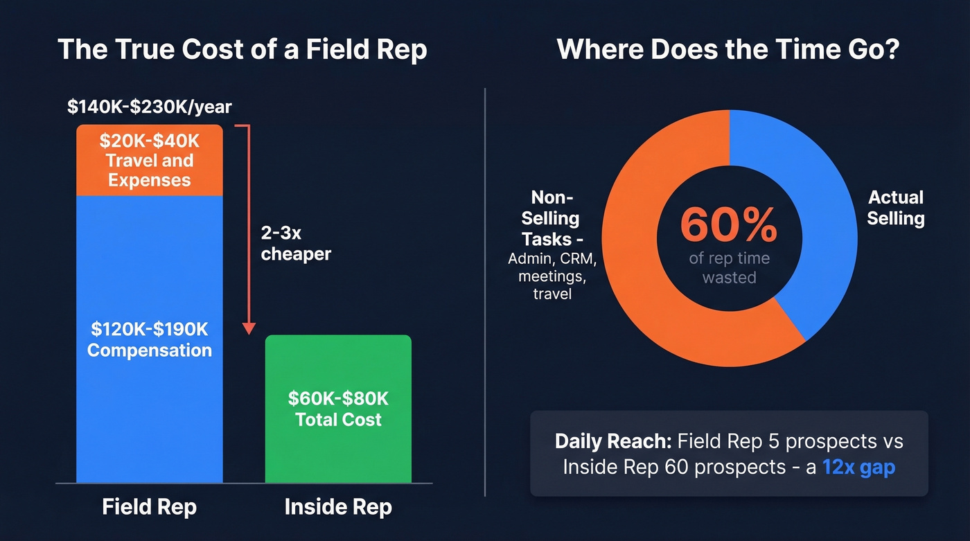 Field rep cost breakdown and time allocation visualization