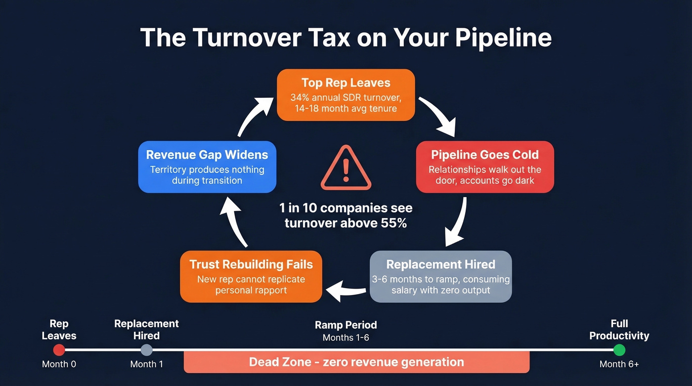 Sales rep turnover cycle and its cascading pipeline impact