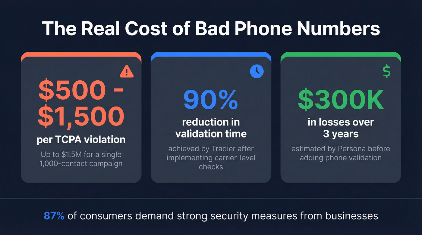 TCPA penalty costs and bad number impact statistics