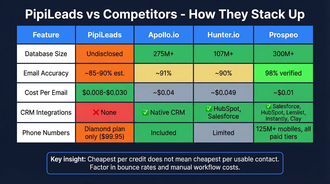 PipiLeads vs competitors comparison matrix diagram