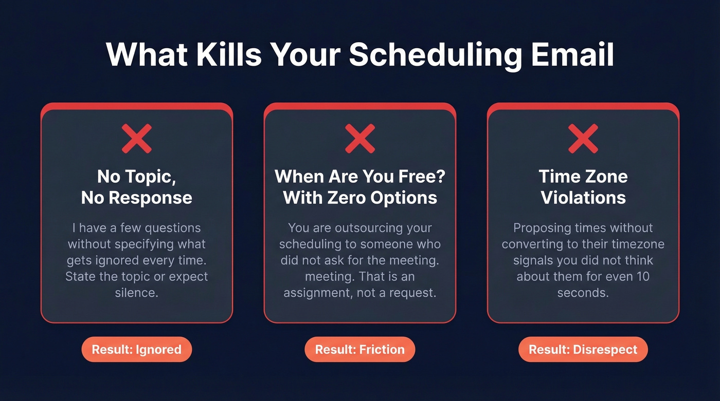 Three common scheduling email mistakes recipients hate