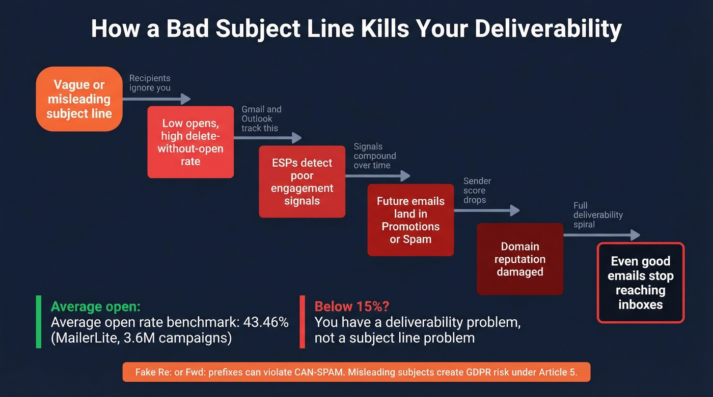 Deliverability spiral caused by bad email subject lines