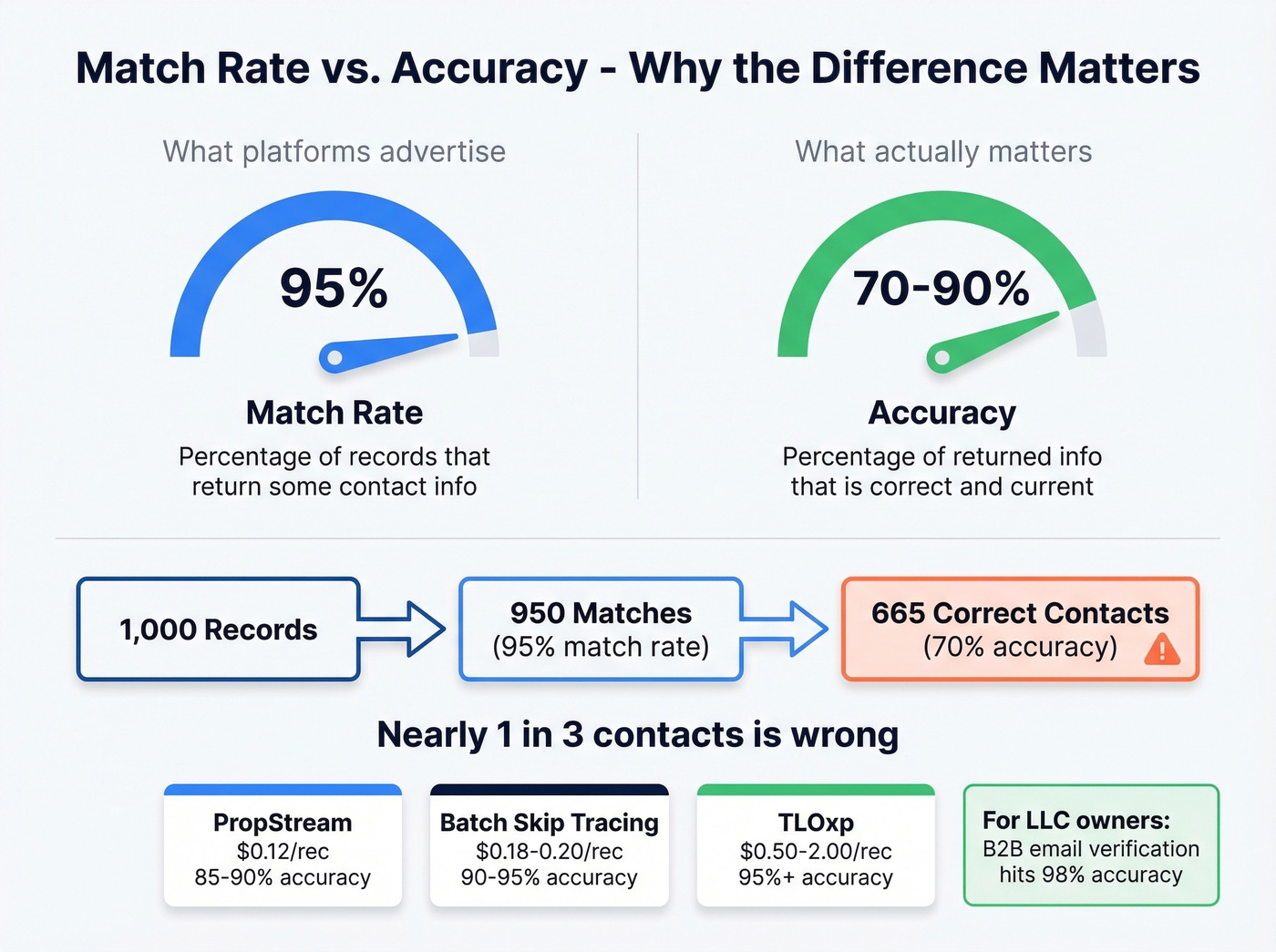 Match rate versus accuracy visual explanation with real numbers