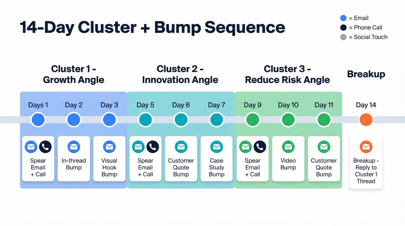 Visual timeline of the 14-day cluster plus bump sequence template