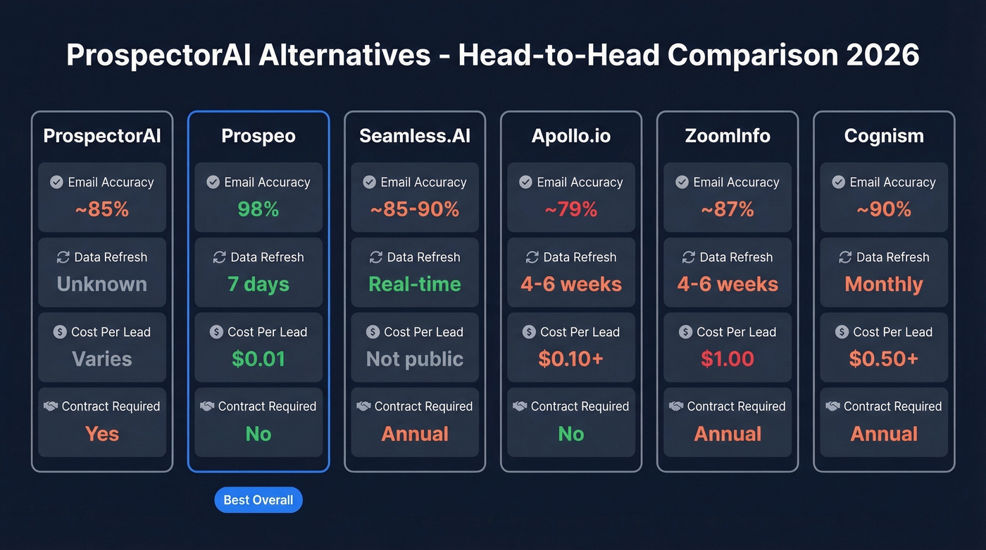 Head-to-head comparison of top ProspectorAI alternatives with key metrics