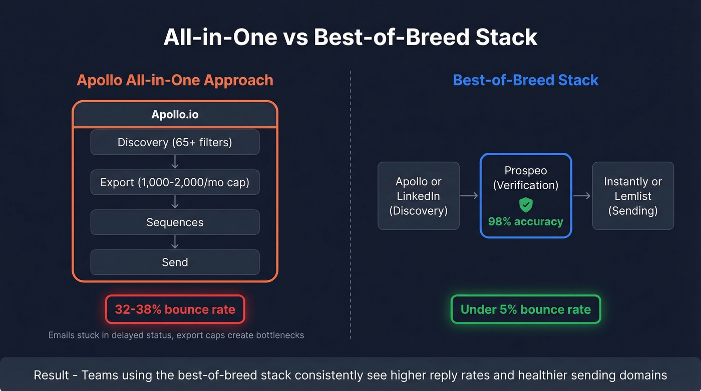 Best-of-breed stack workflow vs Apollo all-in-one approach