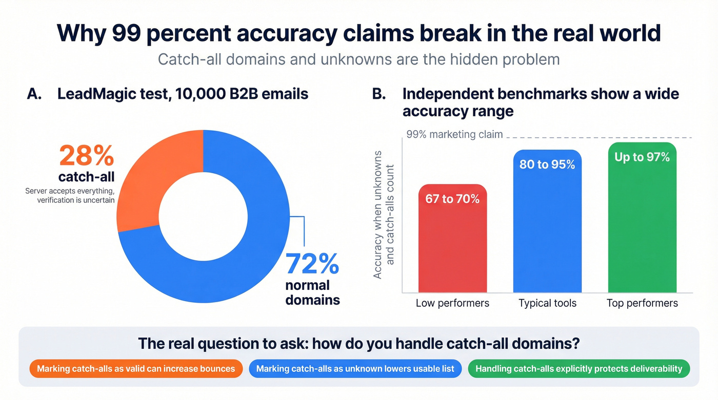 Catch-all domains and real-world accuracy range chart