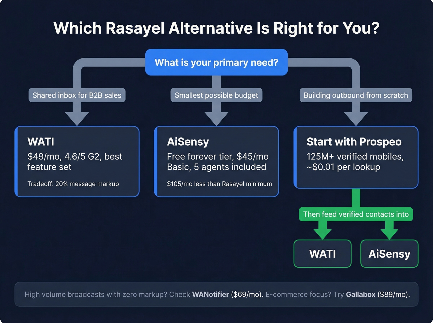 Decision tree for choosing the right Rasayel alternative