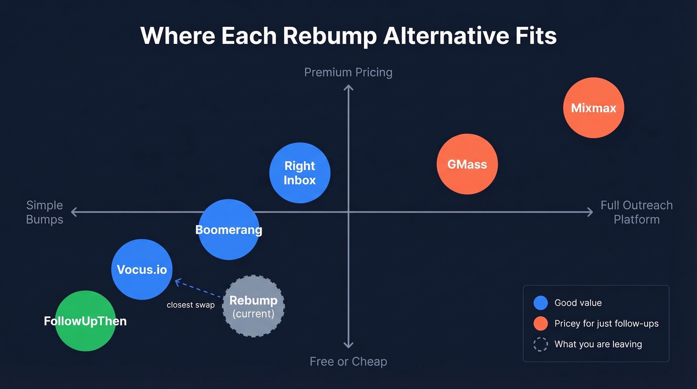 Rebump alternatives positioned by complexity and price
