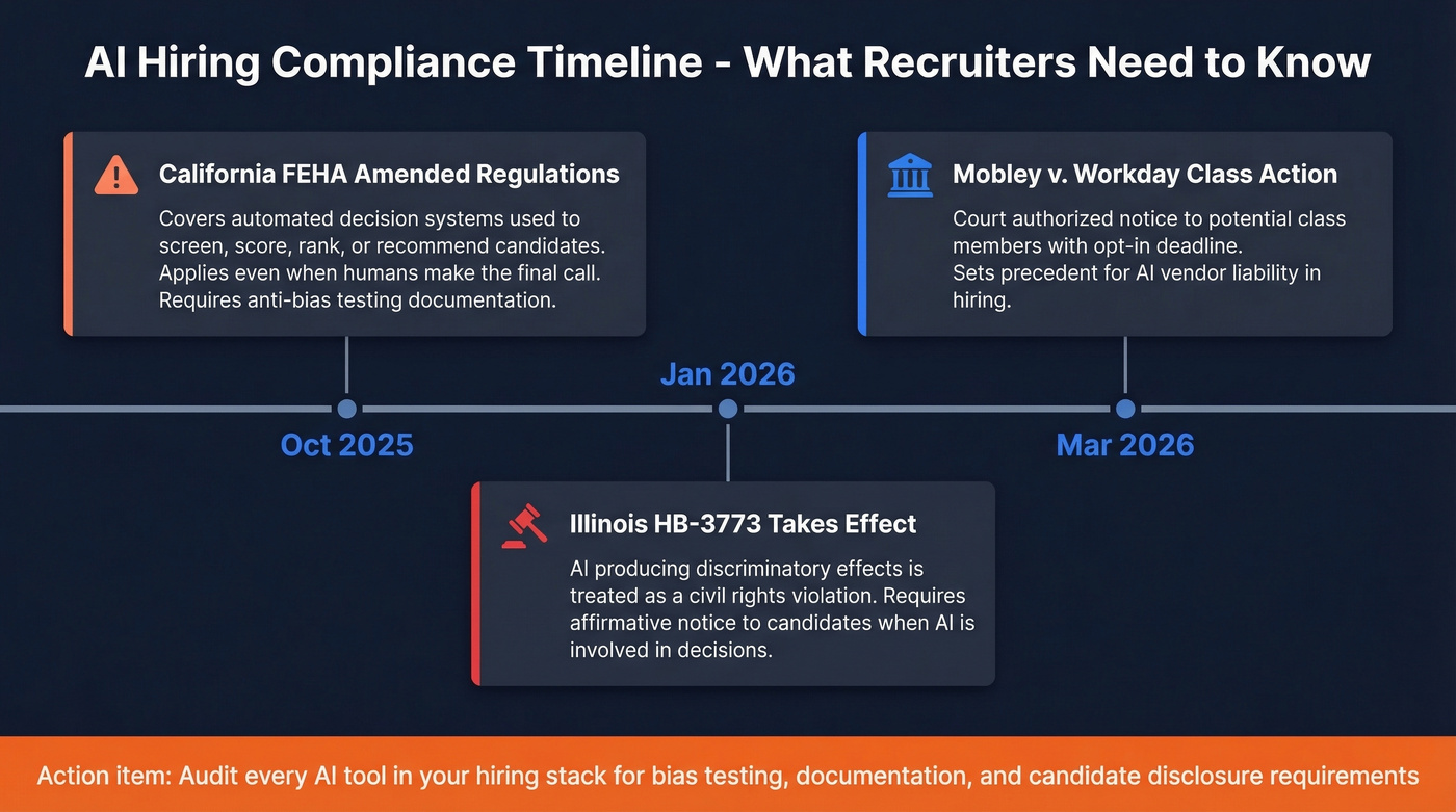 AI hiring compliance timeline for 2025 and 2026