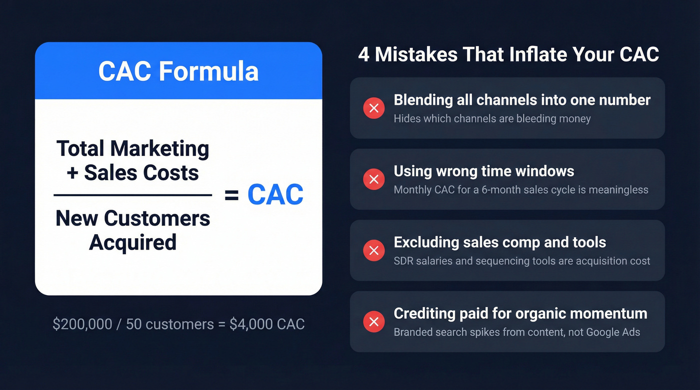 CAC formula breakdown with four common calculation mistakes