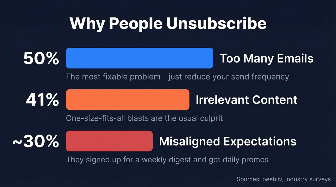 Top three reasons people unsubscribe from emails