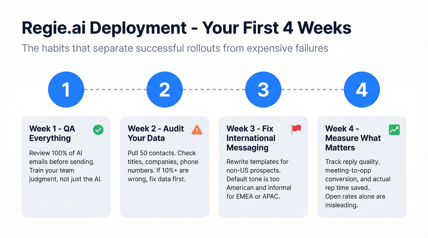 Regie.ai 4-week deployment checklist timeline