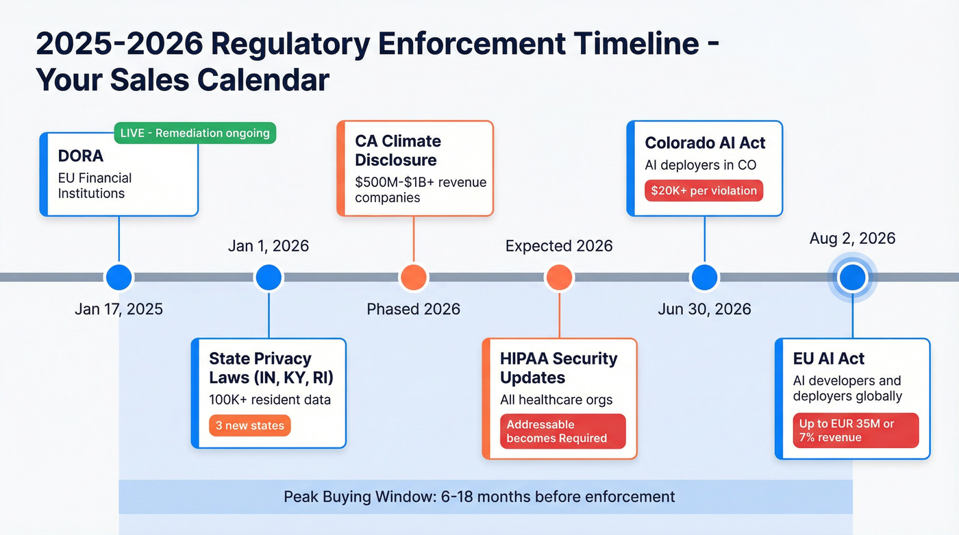 2025-2026 regulatory enforcement timeline for sales teams