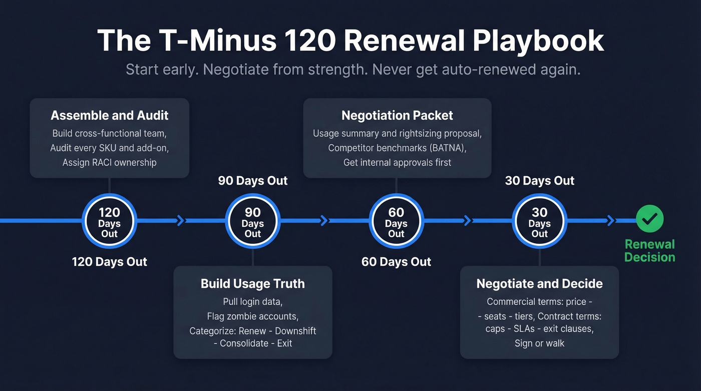 120-day renewal management playbook timeline with four phases