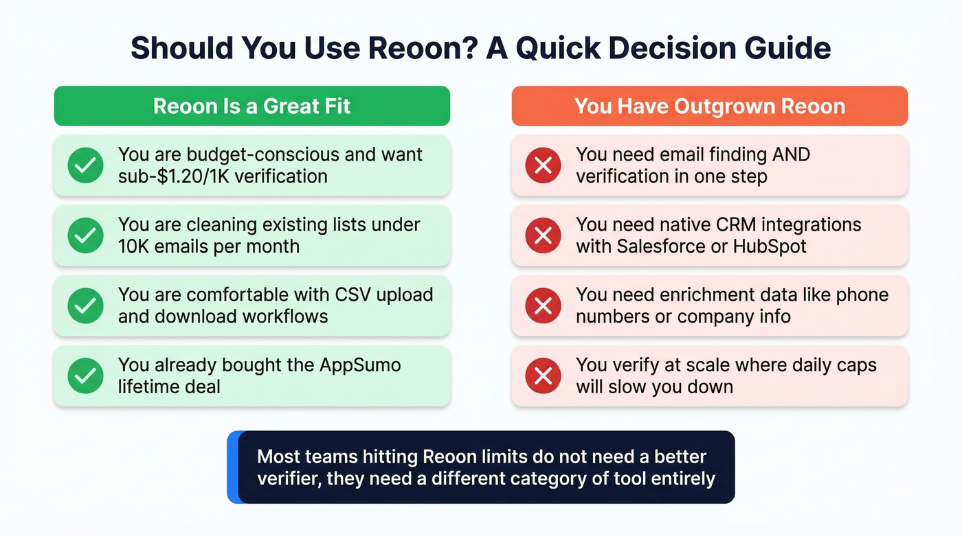 Reoon ideal user fit decision matrix
