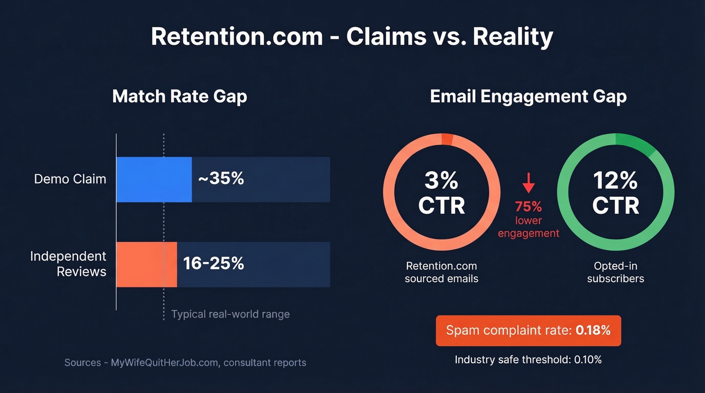 Match rate claims vs reality and engagement metrics comparison