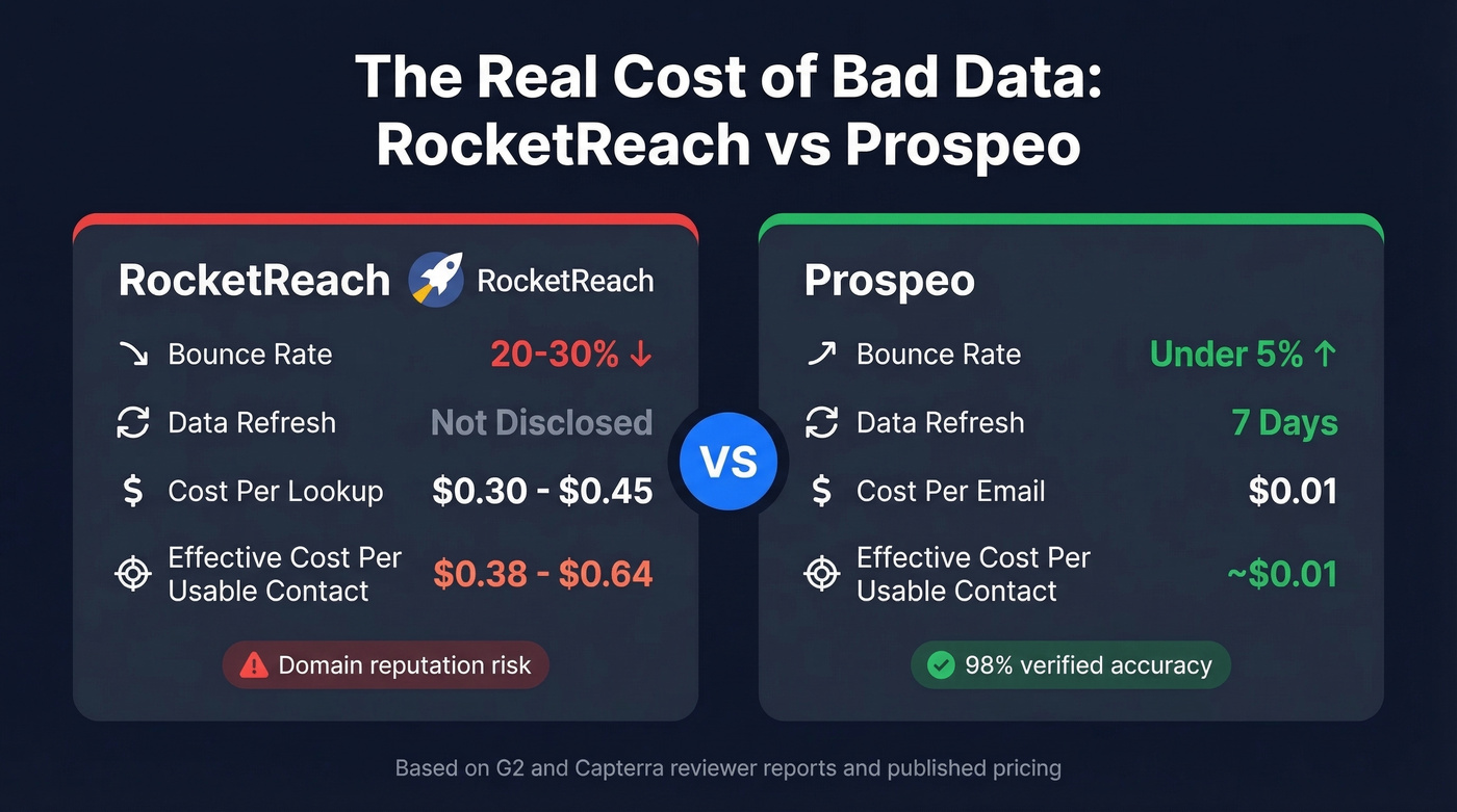 RocketReach bounce rate vs Prospeo accuracy comparison