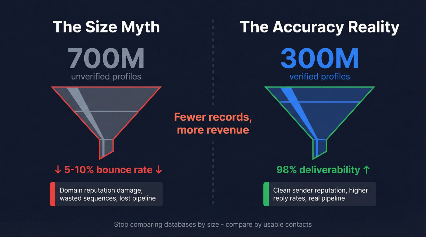 Database size vs verified accuracy visual comparison