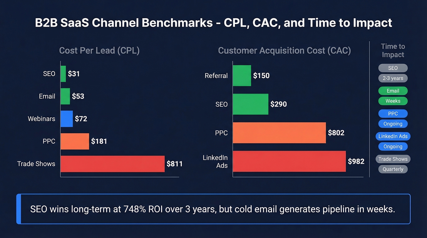 Channel CPL and CAC comparison with time to impact