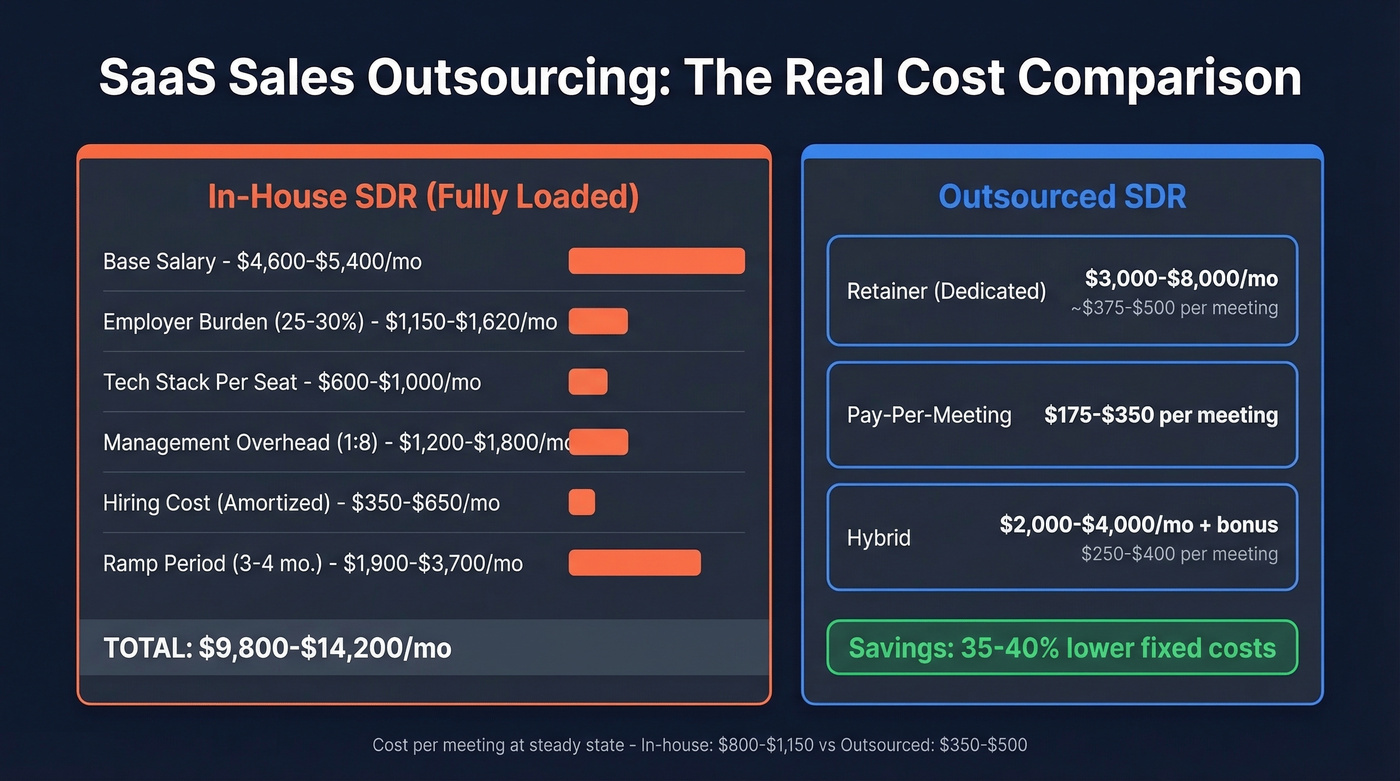 In-house vs outsourced SDR cost comparison breakdown