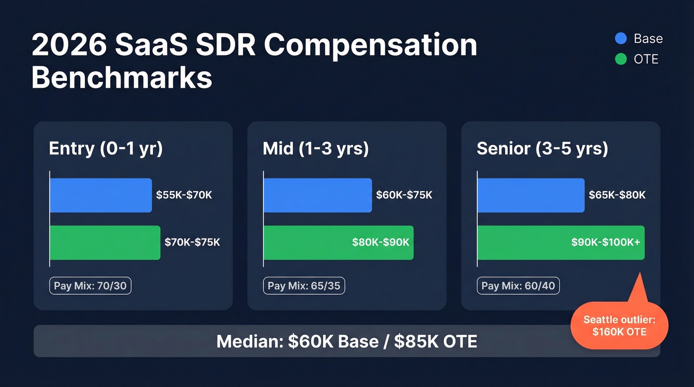 2026 SaaS SDR salary benchmarks by seniority level