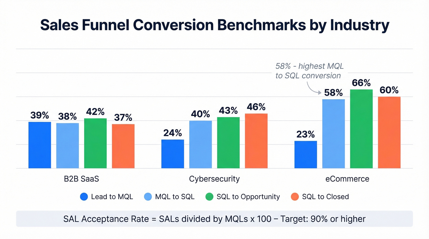 SAL conversion benchmarks by industry comparison chart