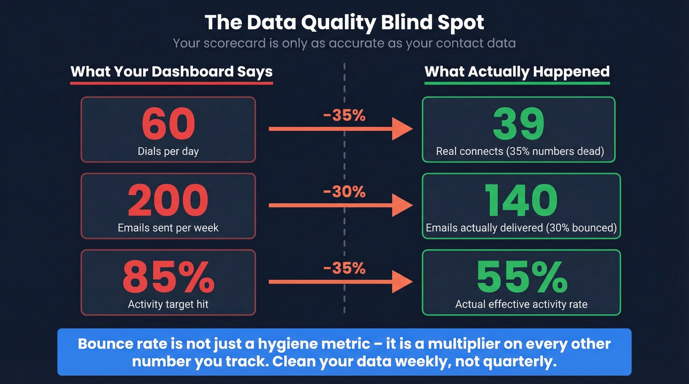 Data quality impact on activity metrics stat comparison