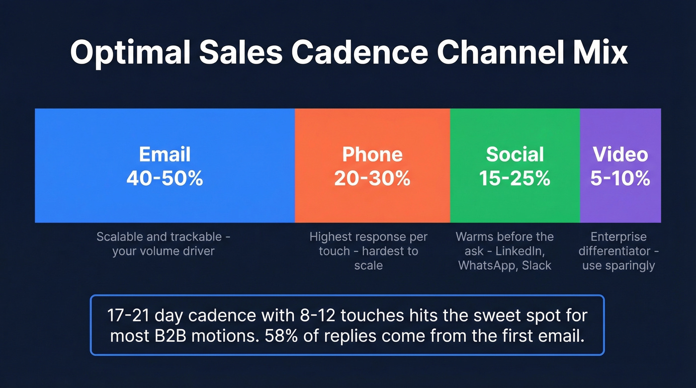 Channel mix breakdown for B2B sales cadence touches