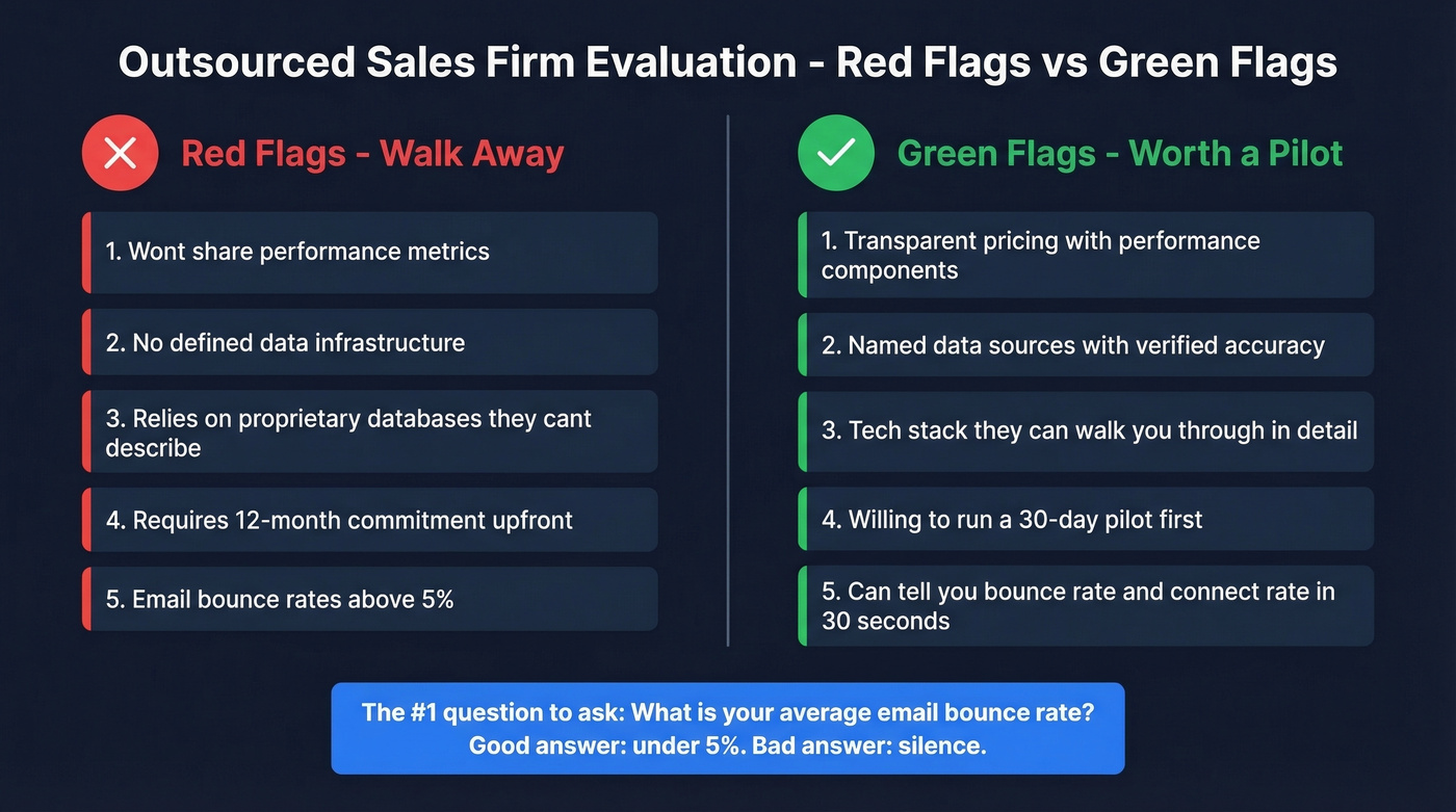 Green flags vs red flags for outsourced sales firms
