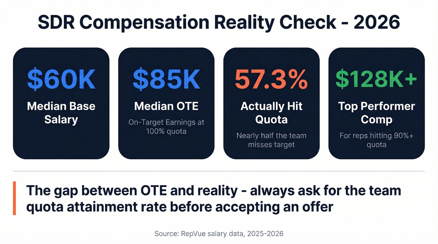 SDR salary and quota attainment key stats