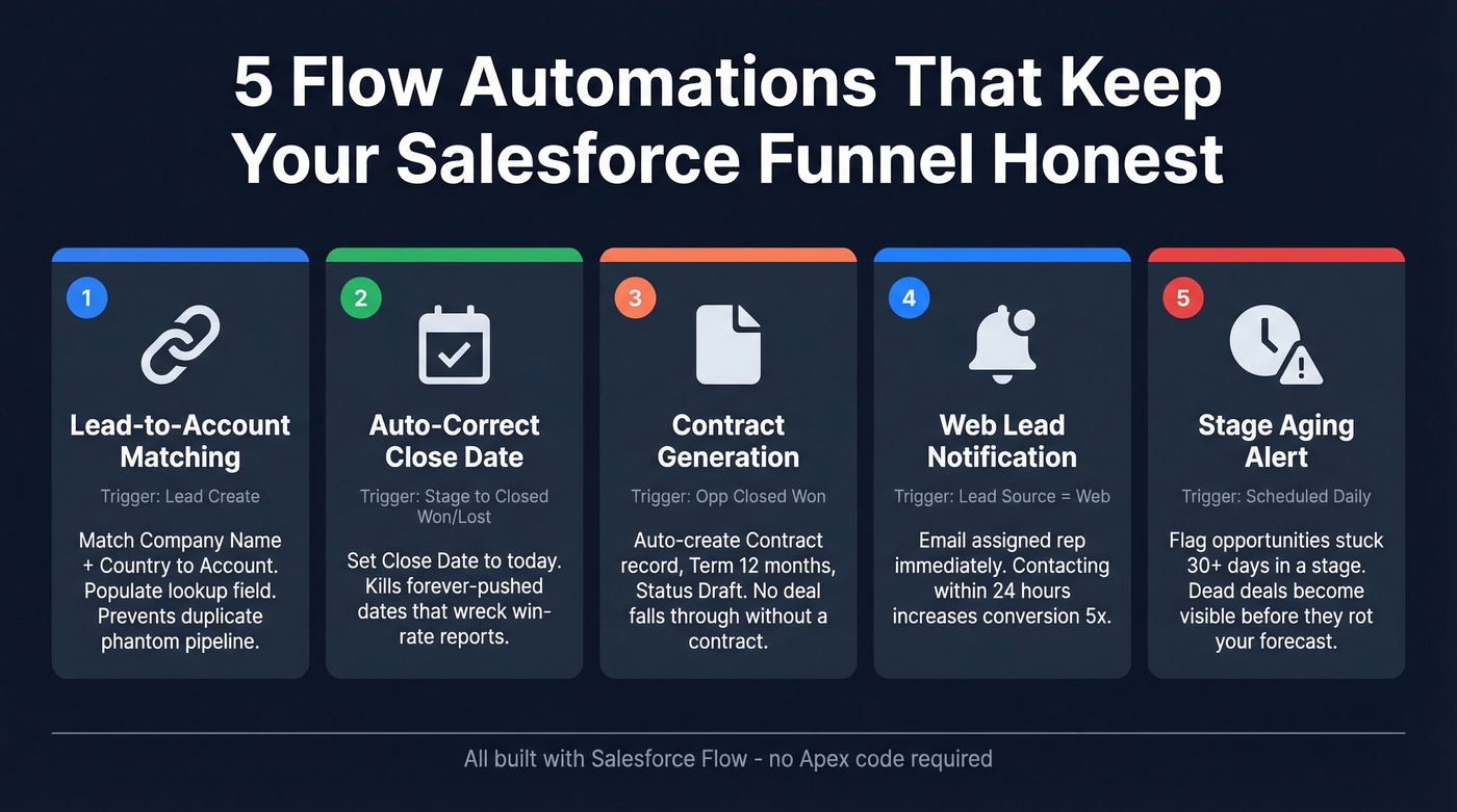 Five essential Salesforce Flow automations for funnel hygiene