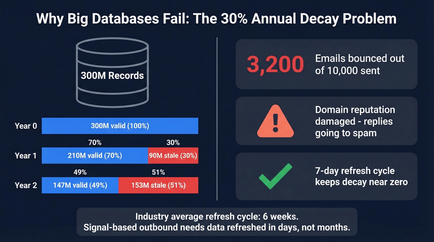 Database decay rate and its impact on outreach