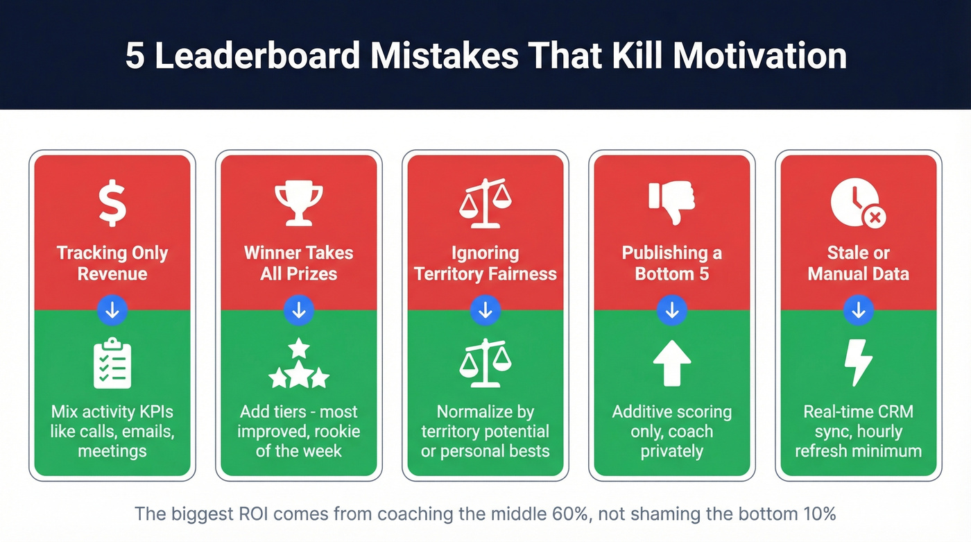 Five common sales leaderboard mistakes and their fixes