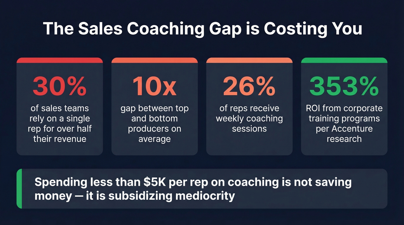Key stats on coaching gap and revenue concentration