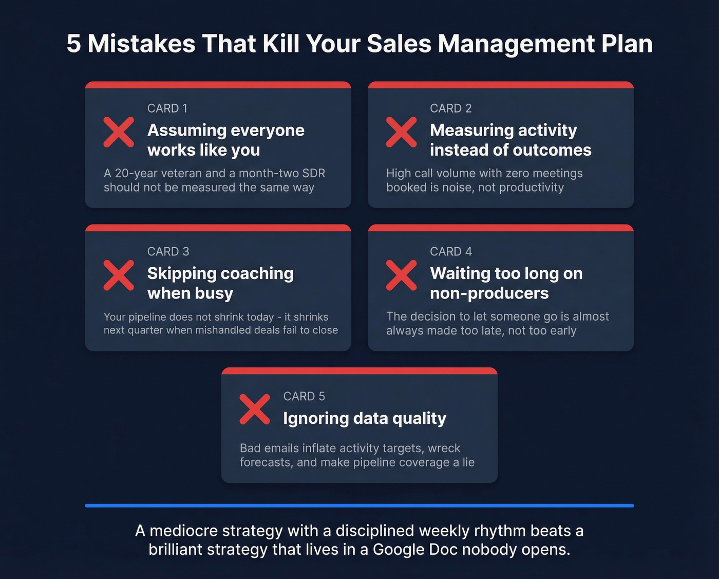 Five common mistakes that kill sales management plans