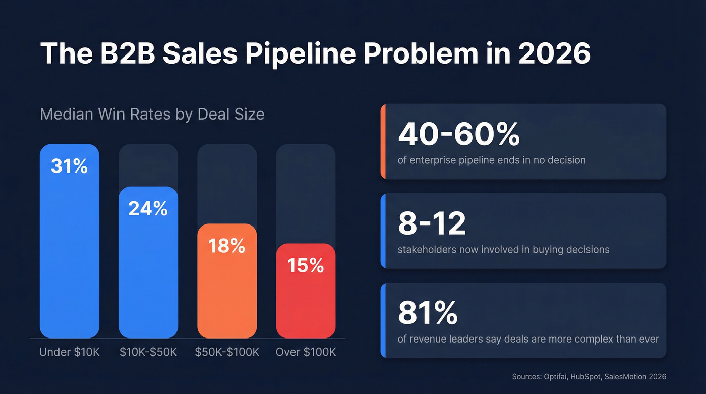 B2B sales win rates and pipeline statistics visualization