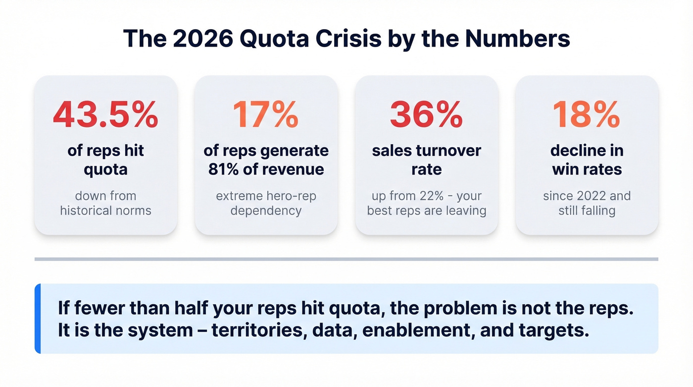 Key statistics showing the quota crisis and hero-rep dependency problem
