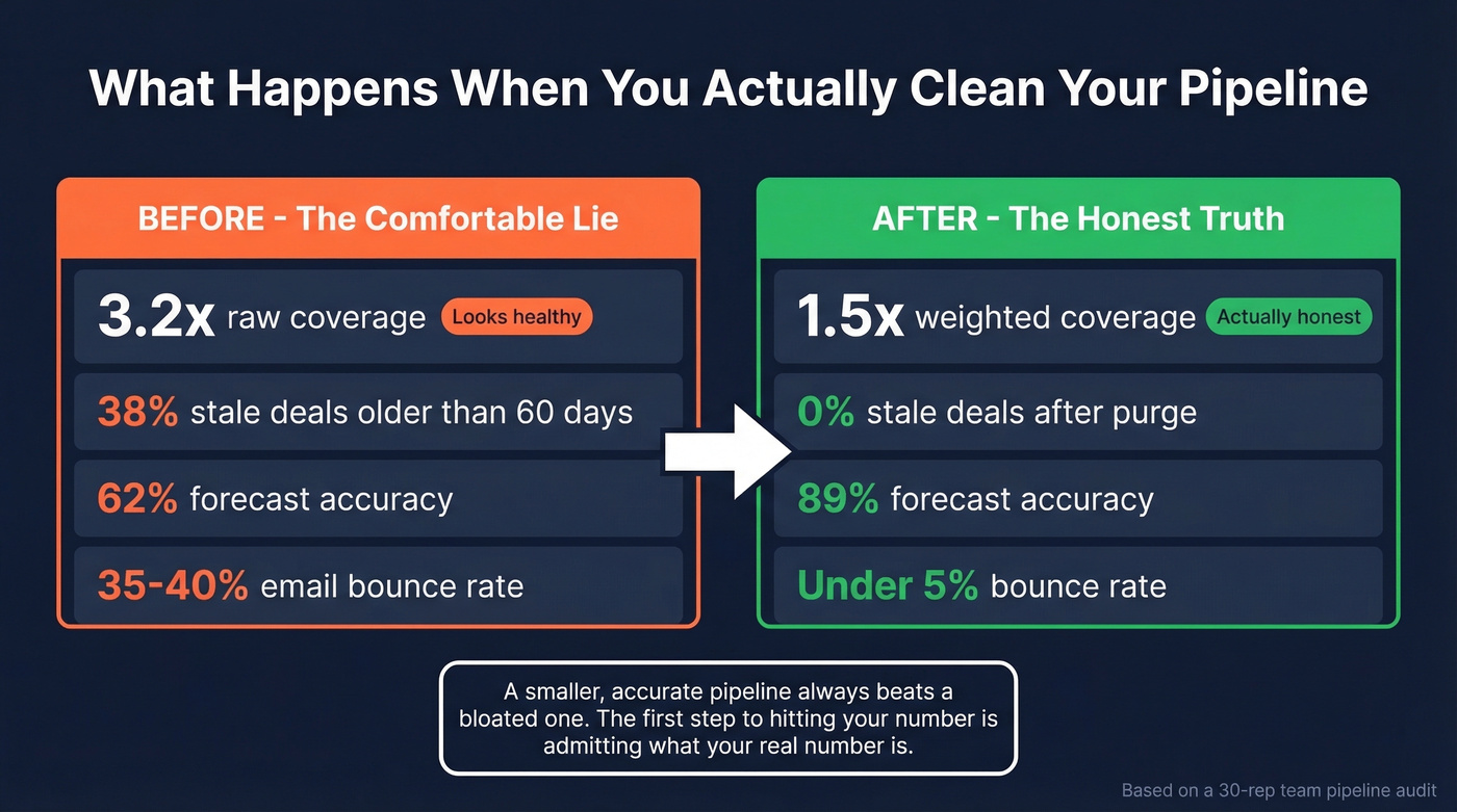 Pipeline audit impact stats before and after cleanup