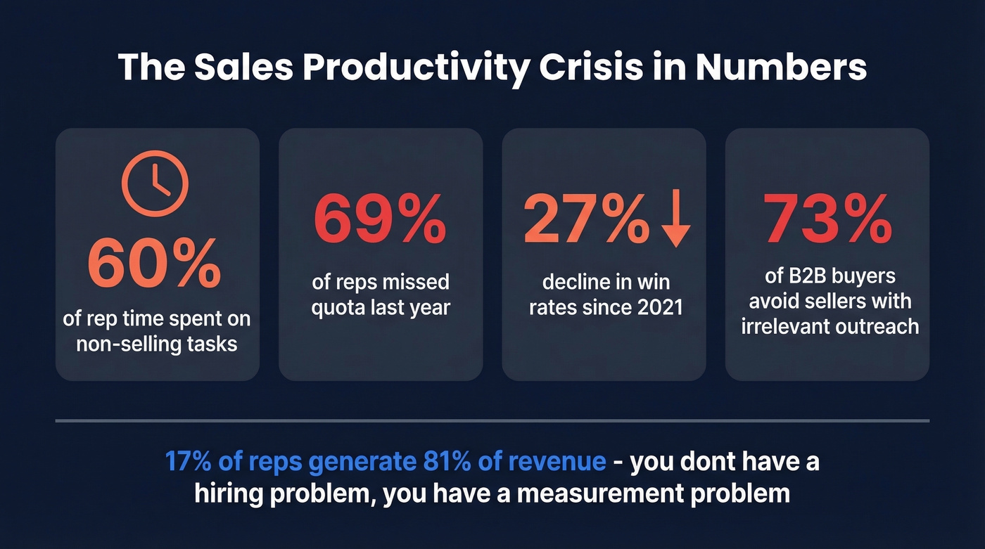 Key statistics showing the sales productivity crisis
