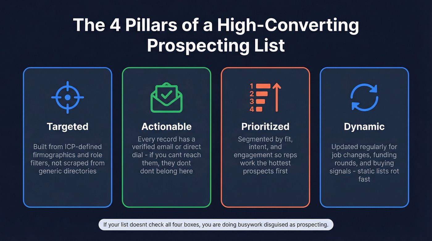 Four pillars of a great sales prospecting list