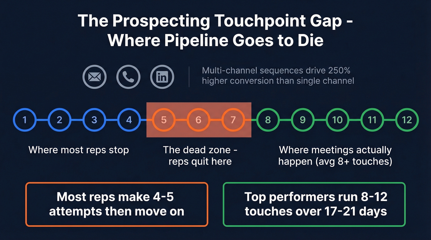 Multi-channel cadence touchpoint gap visualization