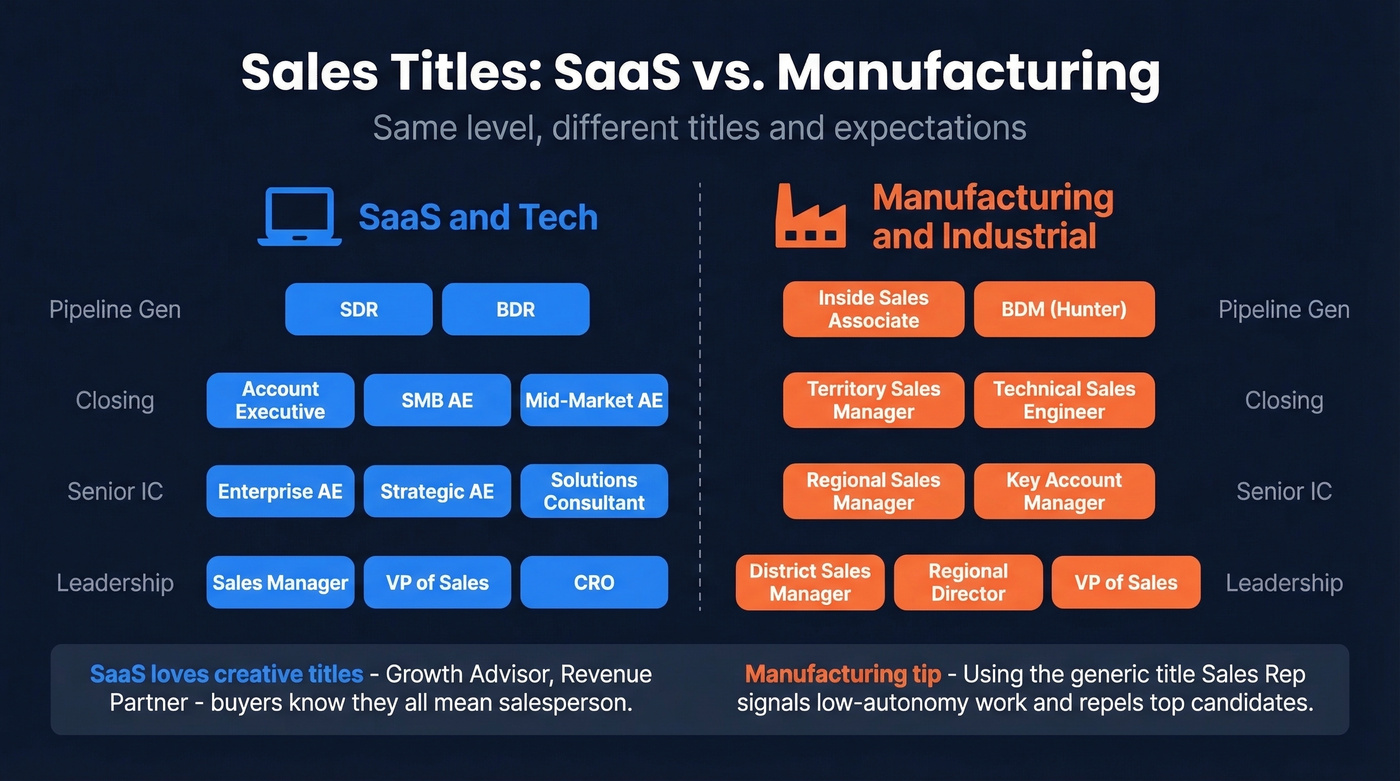 SaaS vs manufacturing sales title comparison