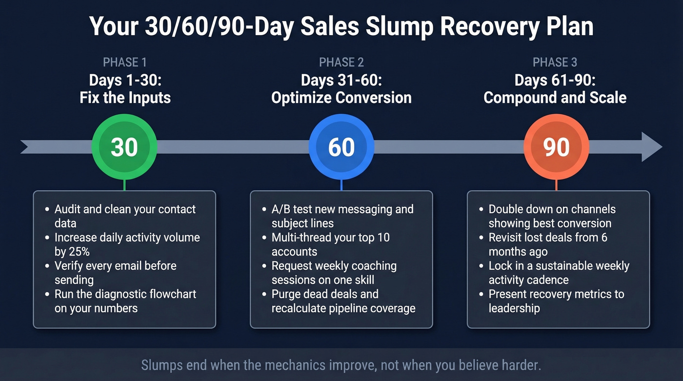 30-60-90 day sales slump recovery timeline plan