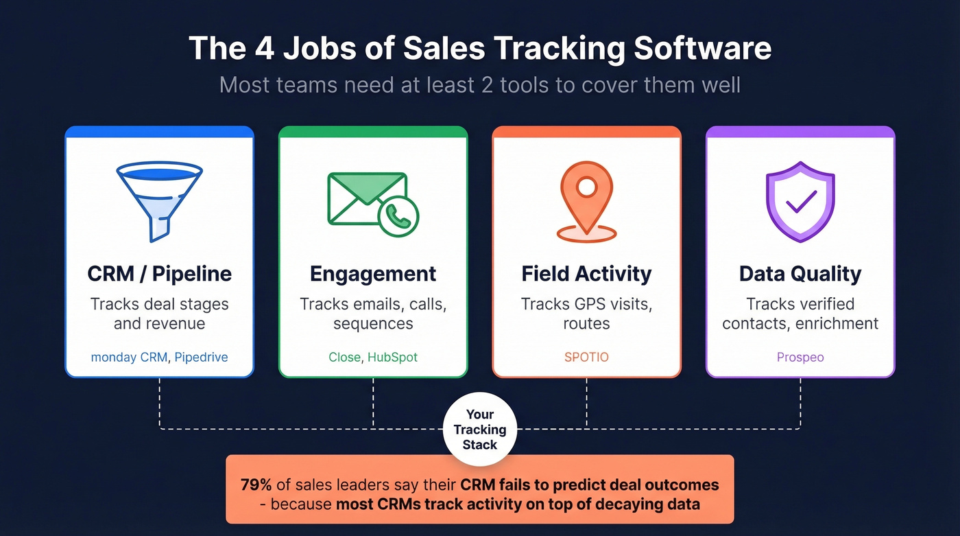Four categories of sales tracking software explained visually