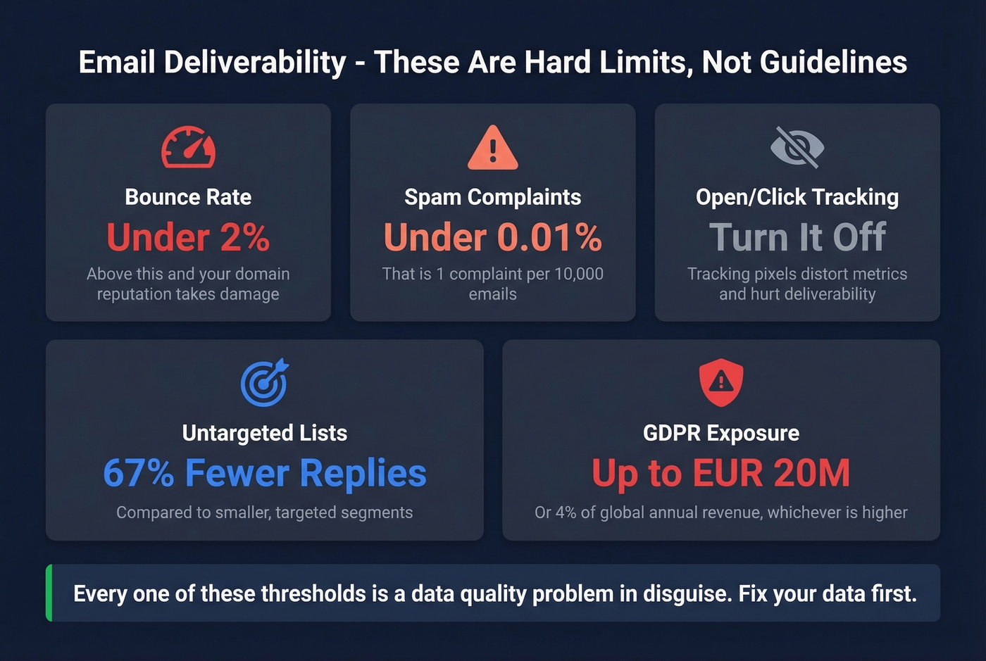 Email deliverability hard limits and thresholds visual
