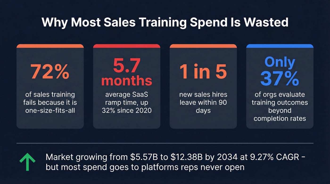 Key statistics about sales training failures and market trends